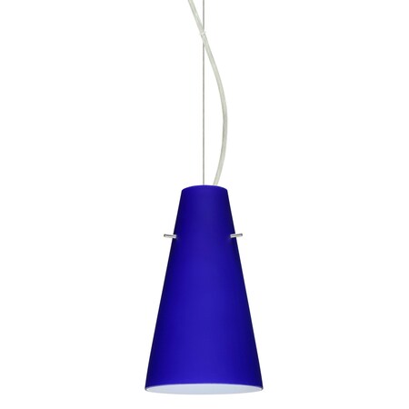 Besa Lighting Cierro Cable Pendant, Cobalt Blue Matte, Satin Nickel Finish, 1x9W LED 1KX-4124CM-LED-SN